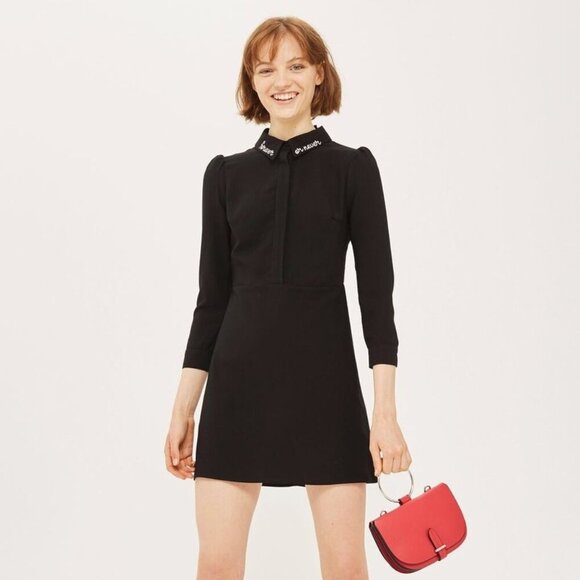 Topshop Black Button Shirt Dress Size 4 US / 8 UK - Picture 1 of 9
